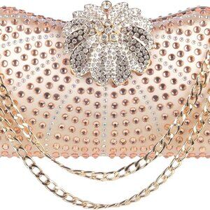 Stylish Rhinestone Evening Purse in Gold - Multi-Carry Clutch for All Occasions
